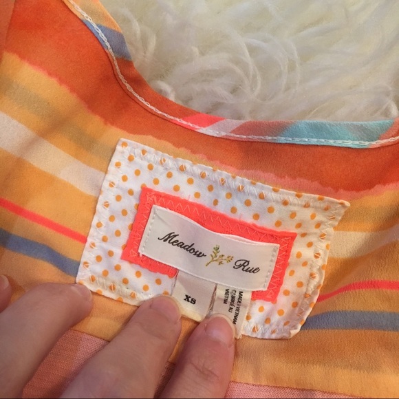Anthropologie Meadow Rue Orange Striped Layered Back Tank Top Flowy Blouse XS - Picture 5 of 8